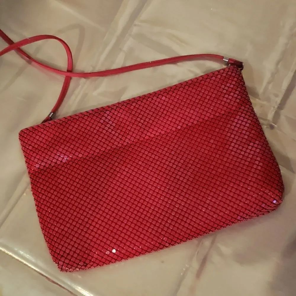 Whiting & Davis Bold Red Mesh Clutch Purse